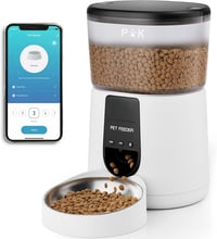 PUPPY KITTY Automata Kisállat Etető 4L WiFi Applikációval - Hangfelvételes Adagoló Macskáknak és Kutyáknak, Napi 1-10 Etetés, Fehér 1