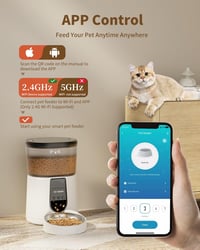 PUPPY KITTY Automata Kisállat Etető 4L WiFi Applikációval - Hangfelvételes Adagoló Macskáknak és Kutyáknak, Napi 1-10 Etetés, Fehér 2