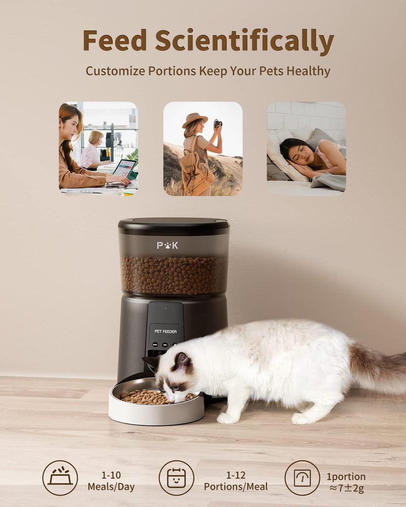PUPPY KITTY Automata Kisállat Etető 4L - WiFi Vezérelhető Applikációval, Hangfelvétellel, Napi 1-10 Adagolás, Kutyáknak és Macskáknak
