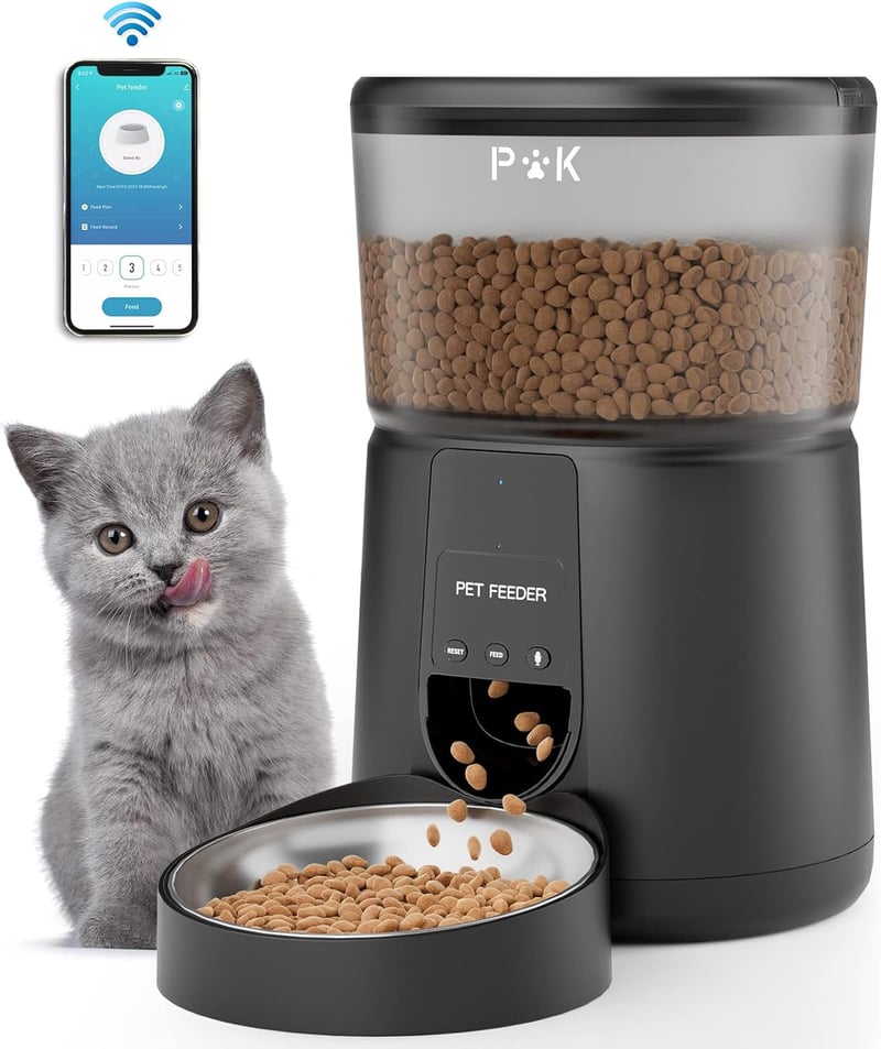 PUPPY KITTY Automata Kisállat Etető 4L - WiFi Vezérelhető Applikációval, Hangfelvétellel, Napi 1-10 Adagolás, Kutyáknak és Macskáknak