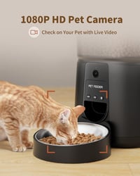 PUPPY KITTY Automata Macska Etető 1080P Kamerával - WiFi Applikációs Vezérlés, Éjjellátó, Rozsdamentes Tál, Napi 1-8 Etetés, 4L Kapacitás - black 2