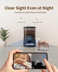 PUPPY KITTY Automata Macska Etető 1080P Kamerával - WiFi Applikációs Vezérlés, Éjjellátó, Rozsdamentes Tál, Napi 1-8 Etetés, 4L Kapacitás - black 3