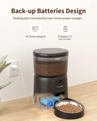 PUPPY KITTY Automata Macska Etető 1080P Kamerával - WiFi Applikációs Vezérlés, Éjjellátó, Rozsdamentes Tál, Napi 1-8 Etetés, 4L Kapacitás - black 6