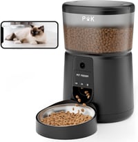 PUPPY KITTY Automata Macska Etető 1080P Kamerával - WiFi Applikációs Vezérlés, Éjjellátó, Rozsdamentes Tál, Napi 1-8 Etetés, 4L Kapacitás - black 1