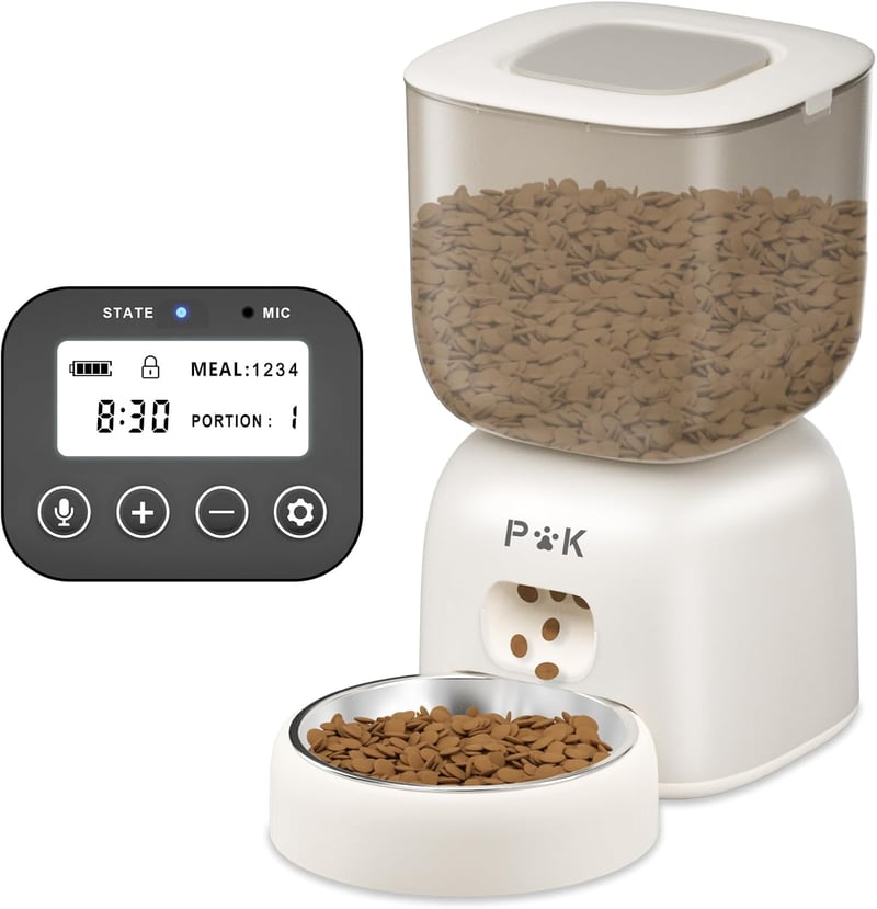 PUPPY KITTY Automata Macska Etető 3L - Rozsdamentes Acél Tállal, 180 Napos Elemélettartam, Hangüzenet Funkció, Napi 4 Etetés, Programozható
