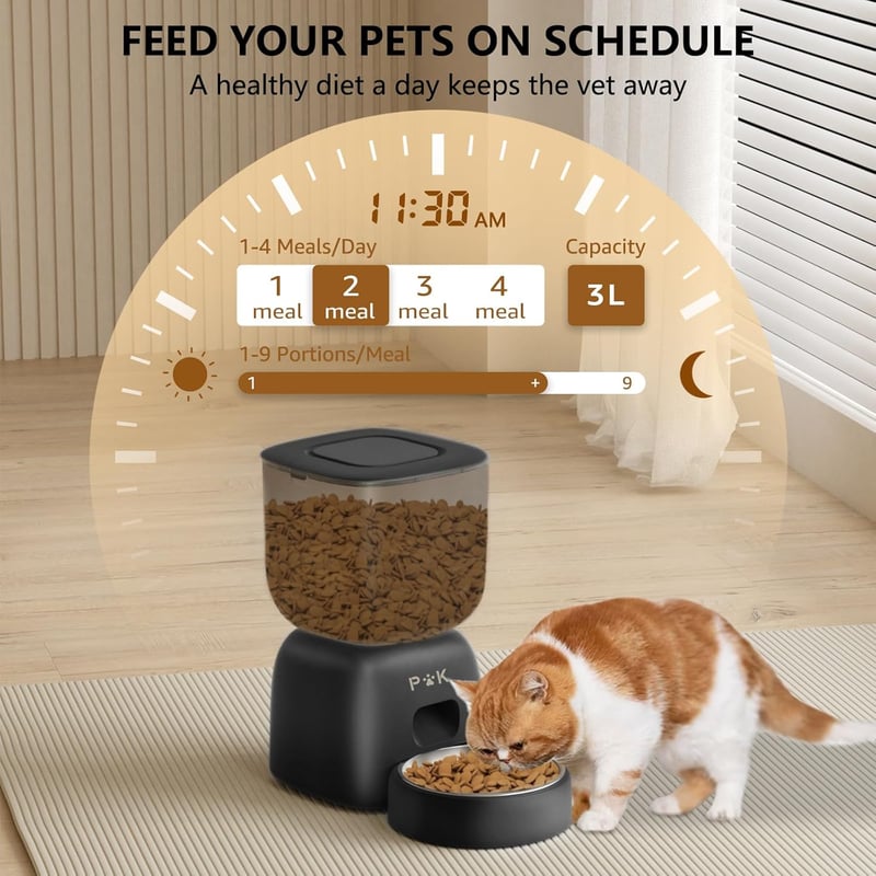 PUPPY KITTY Automata Macska Etető és Ivóadagoló Szett, 180 Napos Akkumulátor, 3L Tál, 2L Szökőkút