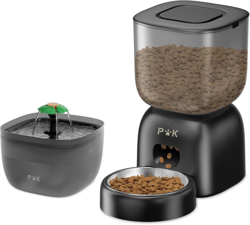 PUPPY KITTY Automata Macska Etető és Ivóadagoló Szett, 180 Napos Akkumulátor, 3L Tál, 2L Szökőkút
