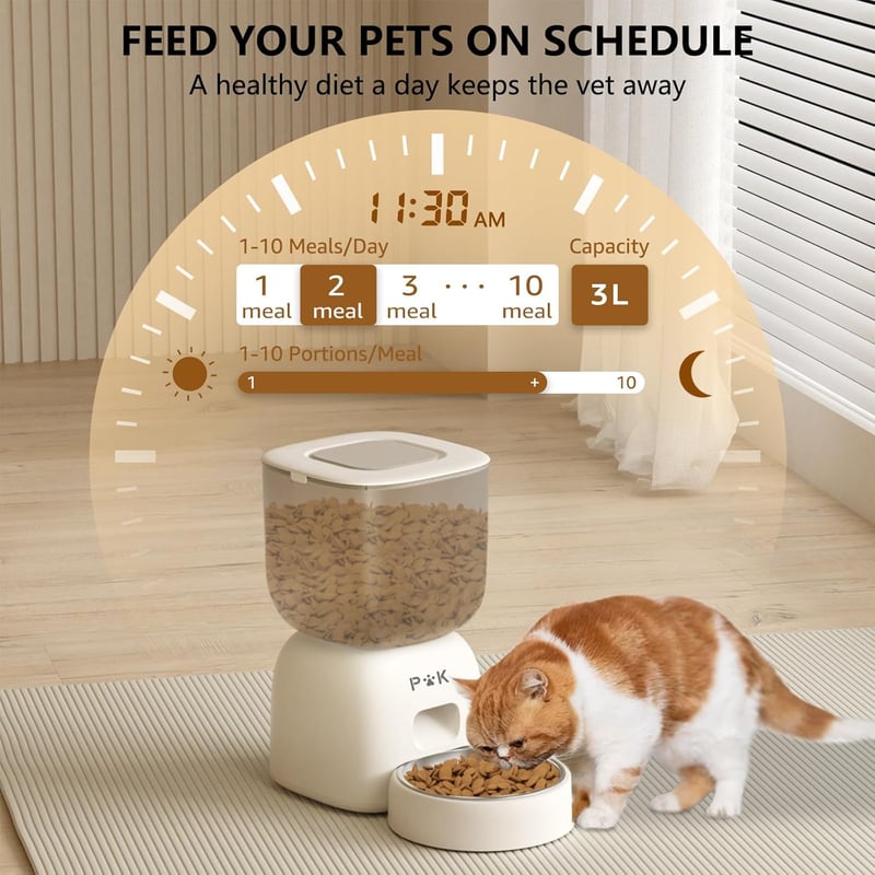 PUPPY KITTY Automata Macskaeledel Adagoló WiFi 3L Rozsdamentes Acél Tál