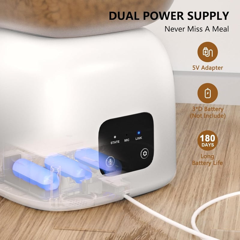 PUPPY KITTY Automata Macskaeledel Adagoló WiFi 3L Rozsdamentes Acél Tál