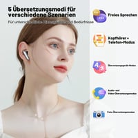 Prekladacie slúchadlá Puqo AI, 3 v 1 tlmočník v reálnom čase so 164 jazykmi a aplikáciou, 7 režimov prekladu, 48-hodinová výdrž, Bluetooth 5.3, na cestovanie a štúdium 2