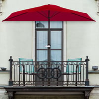 Pure Garden polkruhový terasový slnečník 2,7 m – Ľahko otvárateľný polkruhový tieniaci prvok k stene, na verandu alebo balkón – Červený, 270 cm 5