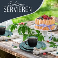 Pure Living Interior Design Ibiza Kőedény Étkészlet 6 Személyre, 24 Részes Mediterrán Tányér és Tálkészlet, Mosogatógépben Mosható, Petrolké 8