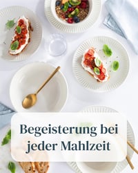 PURE LIVING INTERIOR DESIGN Nagy Bézs Kőedény Tányérkészlet 6 Személyre - Skandináv Stílusú Bordázott Étkészlet, Mosogatógépben Használható 4