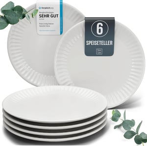 Pure Living Hygge skandinavski set plitkih tanjura od kamenine - svijetlosiva - 6 osoba