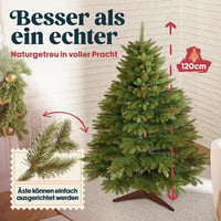 Pure Living Premium Műfenyő 120 cm - Élethű Karácsonyfa Fa Állvánnyal és Tárolózsákkal - Sűrű Ágak, Lángálló, Könnyen Összeszerelhető 2