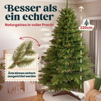 Pure Living Premium Műfenyő 220 cm - Élethű, Sűrű Ágak, Fa Állvánnyal és Tárolózsákkal, Tűleveleket Nem Hullató Nordmann Fenyő Karácsonyfa - 220 cm, Without light 2