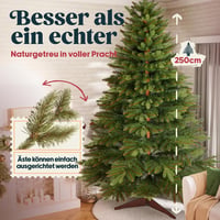 Pure Living Premium Műfenyő 250 cm - Élethű Nordmann Fenyő Sűrű Ágakkal, Fa Állvánnyal és Tárolózsákkal, Tűzbiztos PVC/PE Anyagból 2