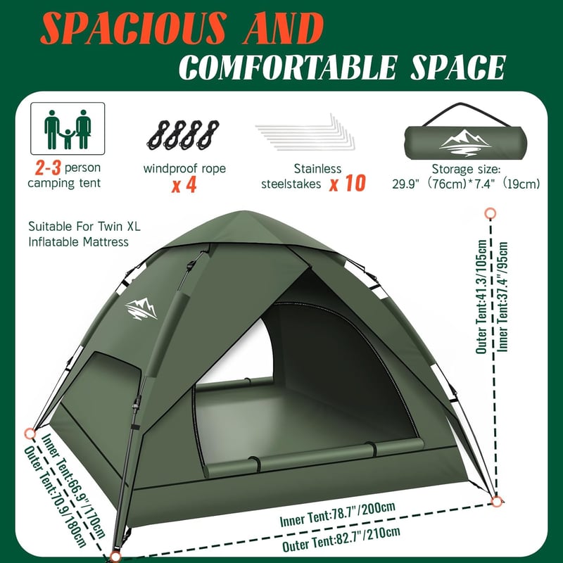 Purebox 2-3 személyes ultralight sátor, vízálló és szélálló kempingezéshez, trekking túrákhoz