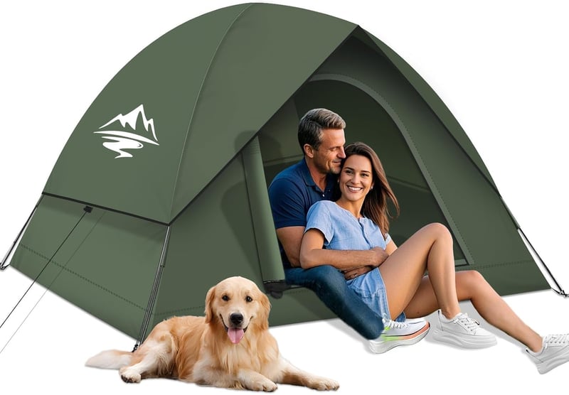 Purebox 2-3 személyes ultralight sátor, vízálló és szélálló kempingezéshez, trekking túrákhoz - Army Green, L