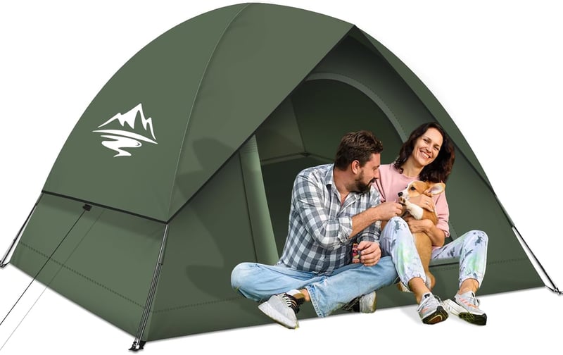 Purebox 2-3 személyes ultralight sátor, vízálló és szélálló kempingezéshez, trekking túrákhoz - Army Green, L