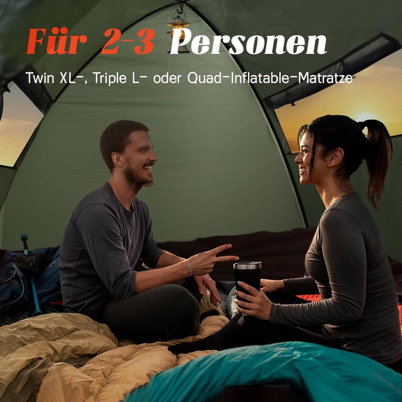 Purebox 2-3 személyes ultralight sátor, vízálló és szélálló kempingezéshez, trekking túrákhoz - Army Green, L