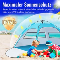 Purebox Automata Strandsátor 2-4 Személyes - UV50+ Védelem, Kétrétegű Szellőzés, Dupla Ajtós Tengerparti Sátor Kempingezéshez, Kertbe, Túráz 3