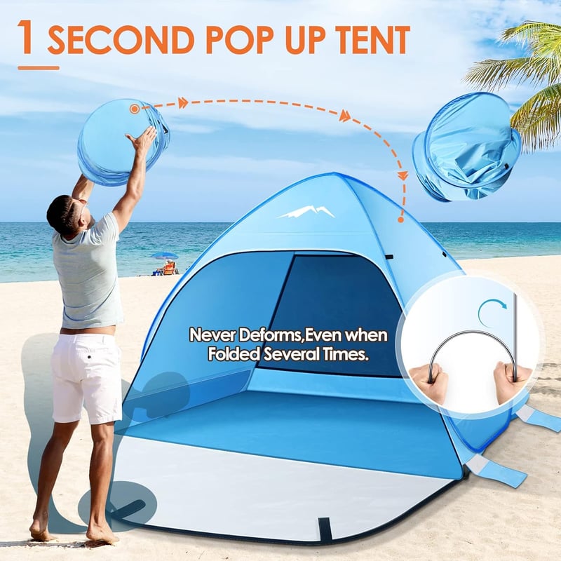 Purebox extra nagy pop-up strandsátor 2-4 személyes vízálló UV védelem