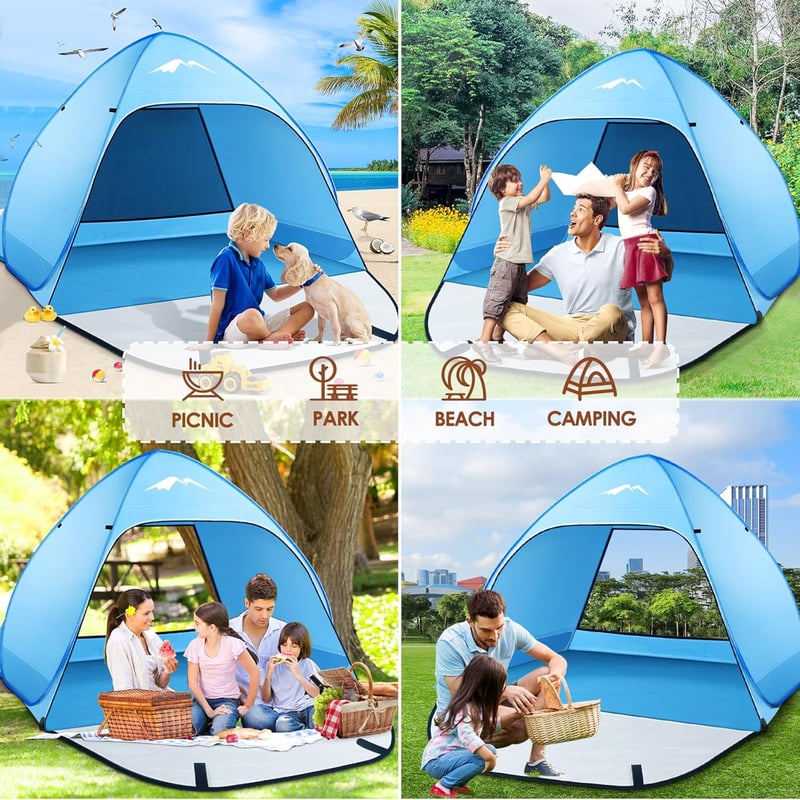 Purebox extra nagy pop-up strandsátor 2-4 személyes vízálló UV védelem