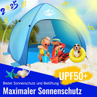 Purebox Pop Up Strand Sátor 3-4 Személyes, UPF 50+ UV Védelemmel, Automatikus Hordozható Napvédő, Kempingezéshez, Családi Kiránduláshoz, Ker 5