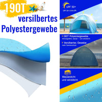 Purebox Pop Up Strand Sátor 3-4 Személyes, UPF 50+ UV Védelemmel, Automatikus Hordozható Napvédő, Kempingezéshez, Családi Kiránduláshoz, Ker 6