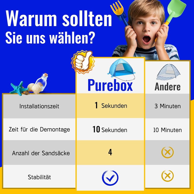 Purebox Strandszátor 3-4 Személyes Pop Up Sátor UV Védelem UPF 50+ Automatikus Hordozható Családi Kemping Strand Kert