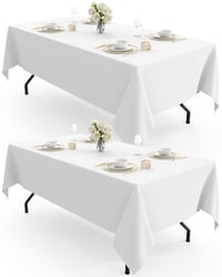 Pureegg umývateľný polyesterový obrus 140x240 cm biely 2 ks – Opakovane použiteľný obdĺžnikový obrus do reštaurácie, na svadbu, oslavu, do exteriéru 1