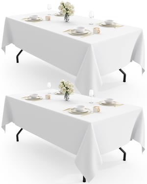 Fețe de masă lavabile din poliester Pureegg 140x240 cm, albe, 2 bucăți - Față de masă dreptunghiulară reutilizabilă pentru restaurante, nunți, petreceri, exterior