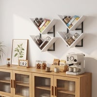 PURELLEL Raft de perete, bibliotecă, suport pentru condimente, set de 2 bucăți, pentru sufragerie, dormitor, bucătărie, hol, alb 4