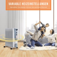 PureMate 2500 W olajradiátor 11 bordával szürke elektromos fűtőradiátor beépített időzítővel 3 fokozat termosztáttal biztonsági burkolattal 8
