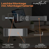PureMounts Tablet Asztali Tartó 4.7-12.9" 360° Forgatható Silikonpárnás Fekete - Tablet desk mount 6