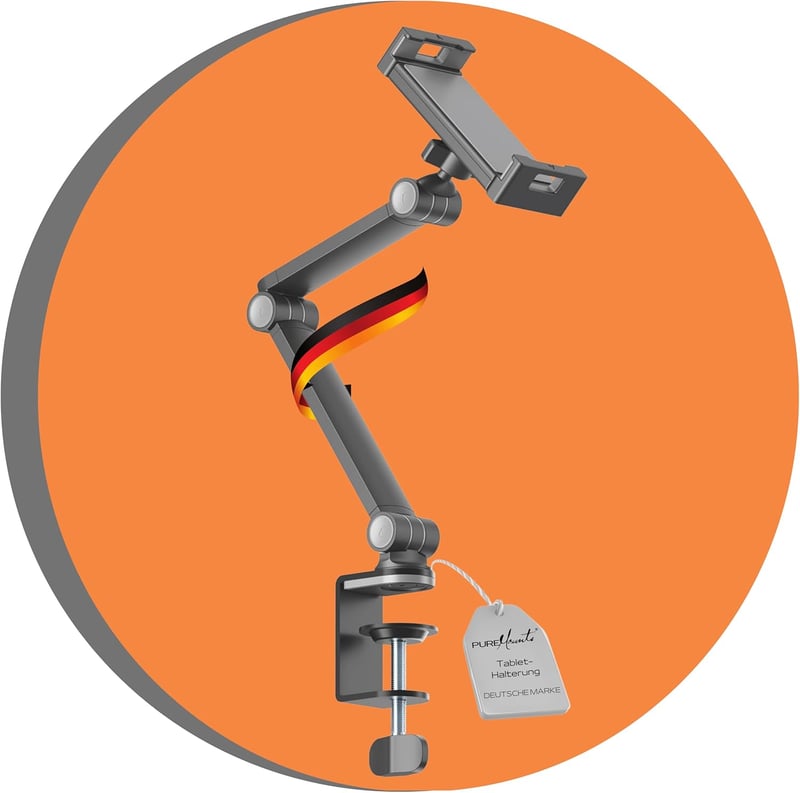 PureMounts Tablet Asztali Tartó 4.7-12.9" 360° Forgatható Silikonpárnás Fekete - Tablet desk mount