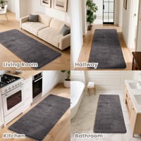 Covor tip ștaier Puremy cu fir scurt, 60x120 cm, gri închis, covor moale pentru living 2
