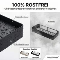 PureShower Kúpeľňová polica bez vŕtania, 2 ks sprchová polička z nehrdzavejúcej ocele, matná — iba police s úchytmi (stav: viď 2. obrázok) 6