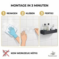 PureShower Kúpeľňová polica bez vŕtania, 2 ks sprchová polička z nehrdzavejúcej ocele, matná — iba police s úchytmi (stav: viď 2. obrázok) 8