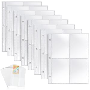 PuretéavHom Folie de protecție pentru carduri, album de colectare cu 400 de buzunare, 50 de pagini față-verso, suport transparent pentru carduri Pokémon și fotografii, pentru bibliorafturi cu 3 inele și schimb de carduri