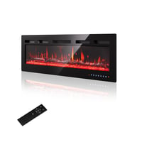 PURFINO 36"/92 cm Elektrický krb čierny – 12-farebný LED plameň a praskajúci zvuk, vykurovanie 900 W/1500 W, termostat 15–30 °C, dotyková obrazovka a diaľkové ovládanie 1