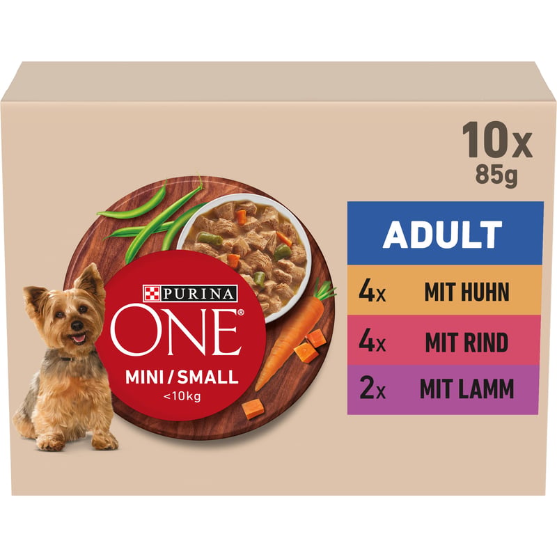 PURINA ONE Mini/Small Active vlhké krmivo pre malé psy, 10 x 85 g (10 ks)