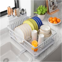 PurKeep Suport pentru uscarea vaselor, organizator compact pentru farfurii și tacâmuri pentru chiuvetă, scurgător de bucătărie 1