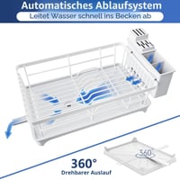 PurKeep Suport pentru uscarea vaselor, organizator compact pentru farfurii și tacâmuri pentru chiuvetă, scurgător de bucătărie 6