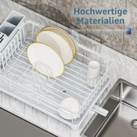 PurKeep Suport pentru uscarea vaselor, organizator compact pentru farfurii și tacâmuri pentru chiuvetă, scurgător de bucătărie 5