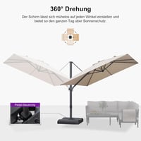 PURPLE LEAF 270x270 cm Négyzet Napernyő Forgatható Kávézó Kerti Ernyő Beige 2