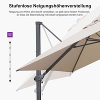 PURPLE LEAF 270x270 cm Négyzet Napernyő Forgatható Kávézó Kerti Ernyő Beige 4