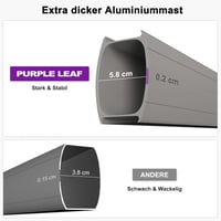 PURPLE LEAF 300x400 cm Aluminium Függőleges Napernyő 360° Forgatható UV50+ Védelem 6
