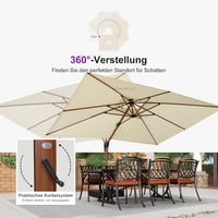 PURPLE LEAF Aluminium Kerti Napernyő 300x400cm Forgatható Dupla Tetős Krém 4